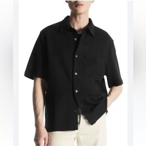 COS Lyocell Black Casual Short Sleeve Button Shirt size large